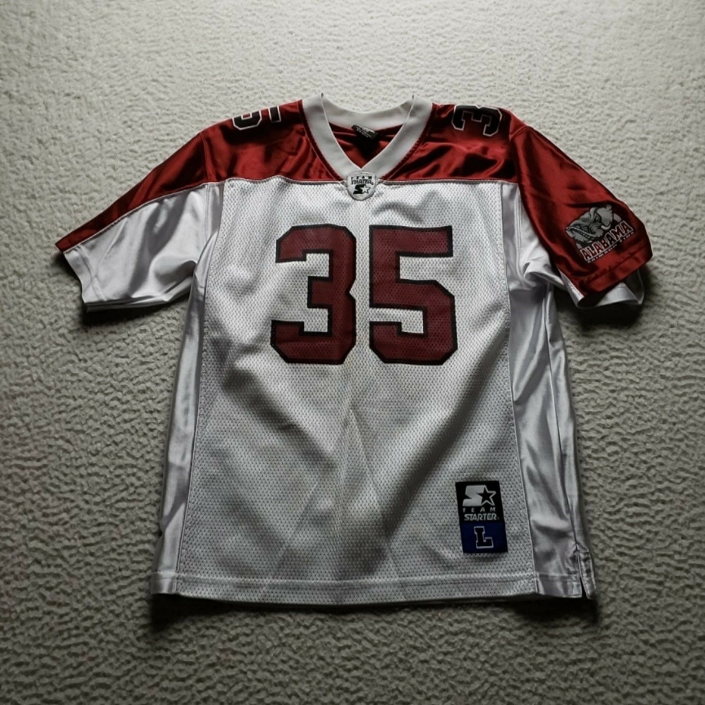 Alabama Crimson Tide Jersey Boys Large White NCAA Football Starter 35 Mesh